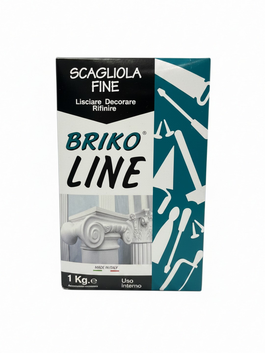GESSO SCAGLIOLA BRIKO LINE 1KG - POLVERE DI GESSO FINISSIMA AD ELEVATA PUREZZA IDEALE PER INTONACI RIFINIBLI A LUCIDO, DECORAZIONI, STUCCATURE E RIPARAZIONI DI SUPERFICI IN GESSO - SOLO PER USO INTERNO