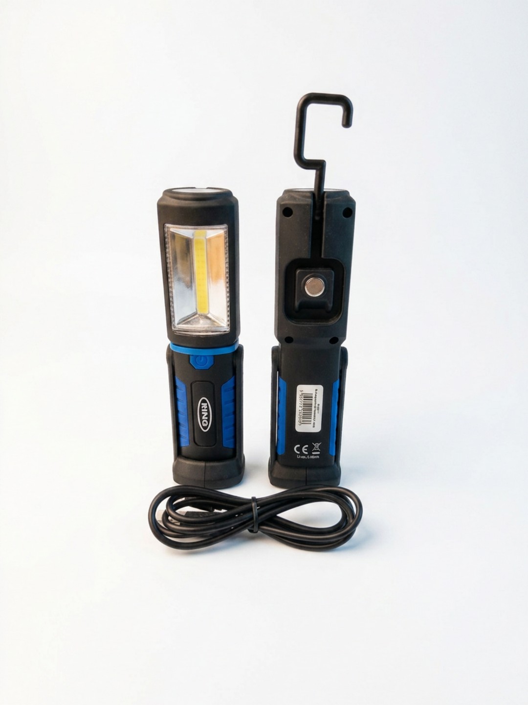 LAMPADA DA LAVORO A LED RING RICARICABILE E SENZA FILI - DOPPIA FUZNIONE LAMPADA DA ISEPZIONE E TORCIA - DOTATA DI MAGNETI DI FISSAGGIO E GANCIO PER APPENDERLA