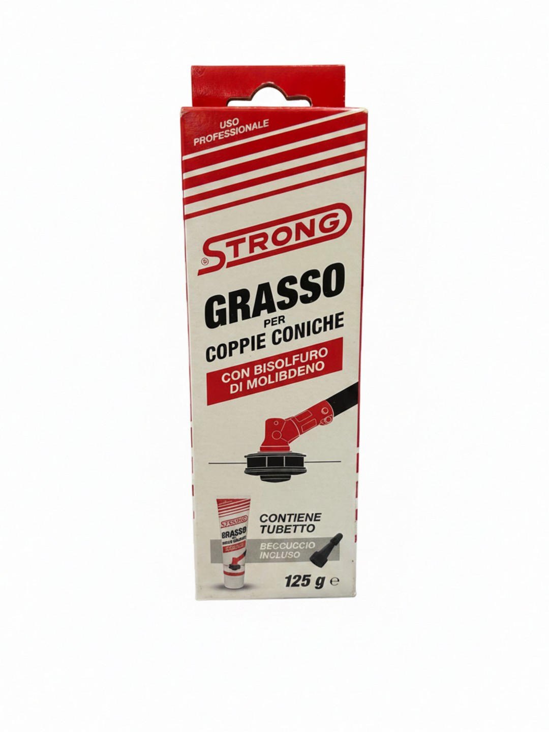 GRASSO PER COPPIE CONICHE - STRONG - LUBRIFICANTE PROFESSIONALE SPECIFICO PER LA MANUTENZIONE DI DECESPUGLIATORI E ALTRI MACCHINARI AGRICOLI - 125g