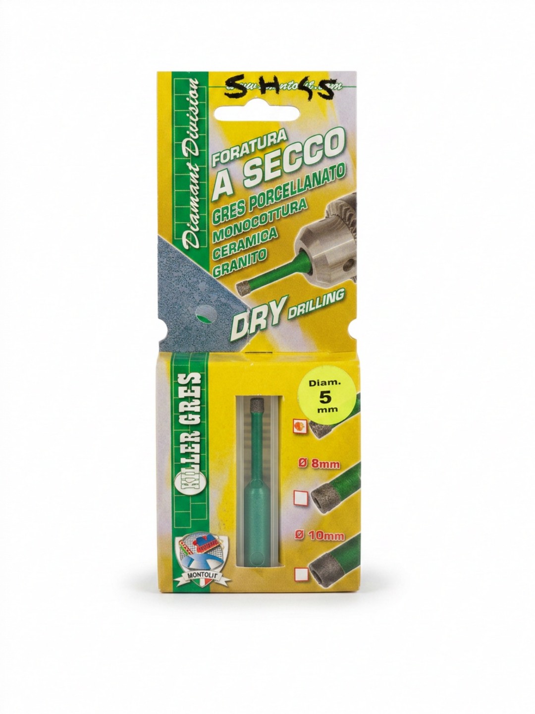 FRESA DIAMANTATA MONTOLIT KILLER GRES - GAMMA DIAMANT DIVISION - DIAMETRO 5 mm - FORATURA A SECCO PER GRES PORCELLANATO - ATTACCO MANDRINO DA 10mm