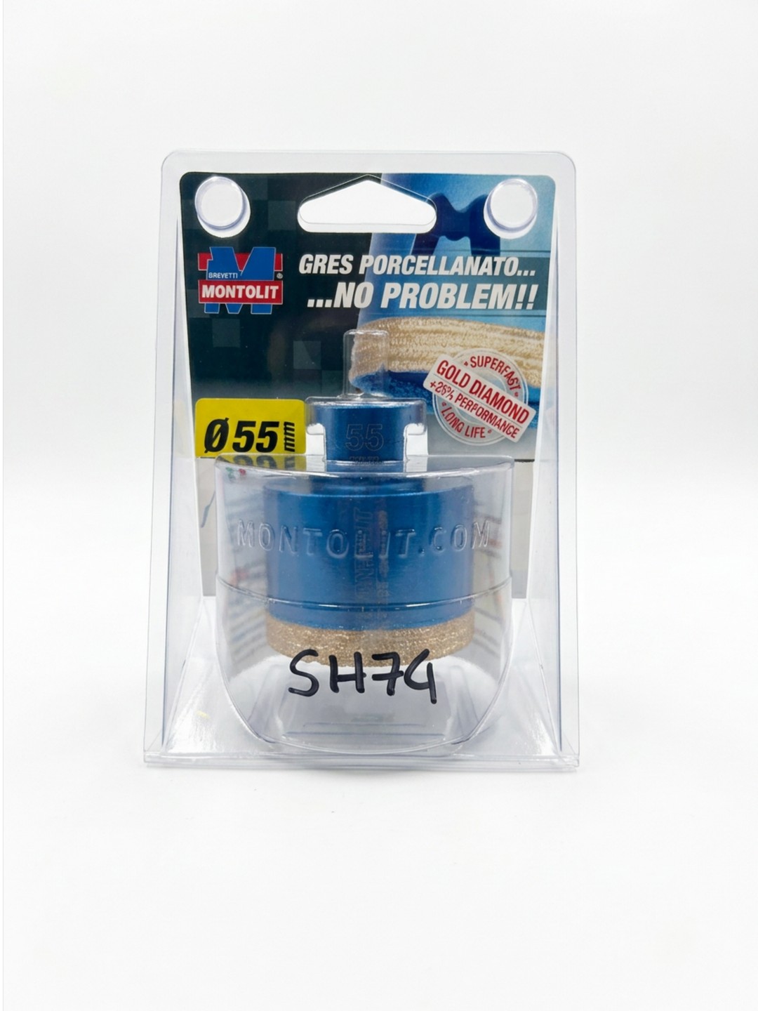 FRESA DIAMANTATA BREVETTI MONTOLIT MONDRILLO GOLD – FORATURA A SECCO E AD ACQUA GRES PORCELLANATO, GRANITO E MARMO – DIAMETRO 55mm – ATTACCO M14
